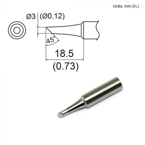 Hakko T19-C3 Bevel Tip, 3mm/45 Degree Bevel, Shape 3C, for Use with the FX-601 and FX-8805