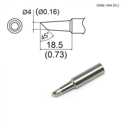 Hakko T19-C4 Bevel Tip, 4mm/45 Degree Bevel, Shape 4C, for Use with the FX-601 and FX-8805