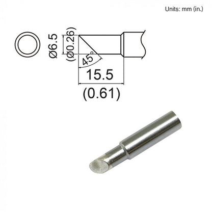 Hakko T19-C65 Bevel Tip, 6.5mm/45 Degree Bevel, Shape 6.5C, for Use with the FX-601 and FX-8805