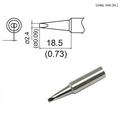 Hakko T19-D24 Chisel Tip, 2.4mm Chisel, Shape 2.4D, for Use with the FX-601 and FX-8805