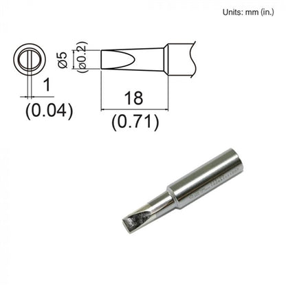 Hakko T19-D5 Chisel Tip, 5mm Chisel, Shape 5D, for Use with the FX-601 and FX-8805