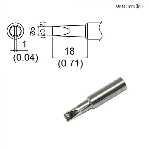 Hakko T19-D5 Chisel Tip, 5mm Chisel, Shape 5D, for Use with the FX-601 and FX-8805