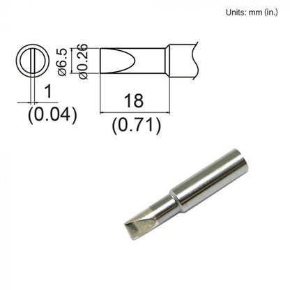 Hakko T19-D65 Chisel Tip, 6.5mm Chisel, Shape 6.5D, for Use with the FX-601 and FX-8805
