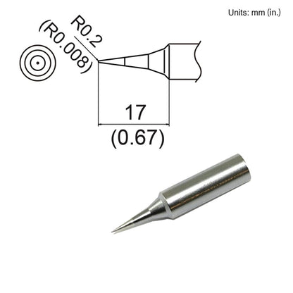 Hakko T19-I Sharp Conical Tip, 0.2mm Radius x 17mm Sharp Conical, for Use with the FX-601 and FX-8805
