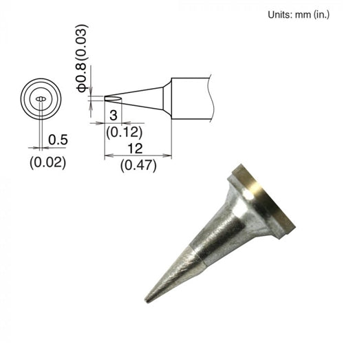 Hakko T22-D08 Chisel Tip, 0.8 x 12mm, for the FM-2030 and FM-2031 Soldering Iron Handpiece