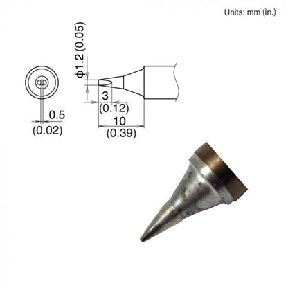 Hakko T22-D12 Chisel Tip, 1.2 x 10mm, for the FM-2030 and FM-2031 Soldering Iron Handpiece