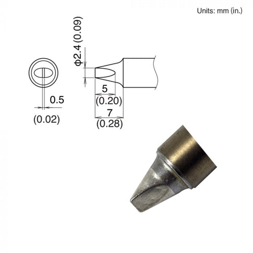 Hakko T22-D24 Chisel Tip, 2.4 x 7mm, for the FM-2030 and FM-2031 Soldering Iron Handpiece