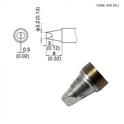 Hakko T22-D32 Chisel Tip, 3.2 x 8mm, for the FM-2030 and FM-2031 Soldering Iron Handpiece