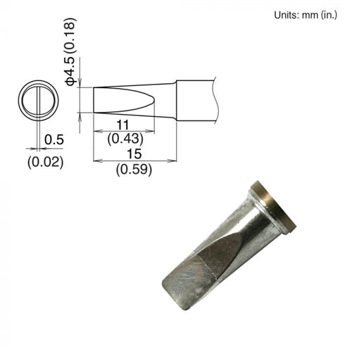 Hakko T22-D45 Chisel Tip, 4.5 x 15mm, for the FM-2030 and FM-2031 Soldering Iron Handpiece