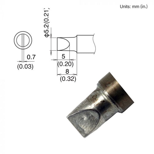 Hakko T22-D52 Chisel Tip, 5.2 x 8mm, for the FM-2030 and FM-2031 Soldering Iron Handpiece