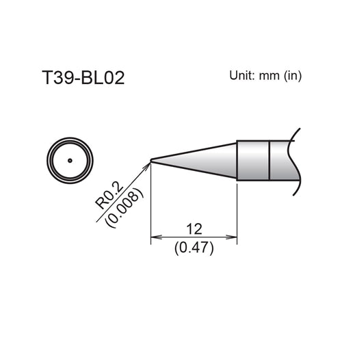 Hakko T39-BL02 Conical Tip R0.2 x 12mm for the FX-971 Soldering Station