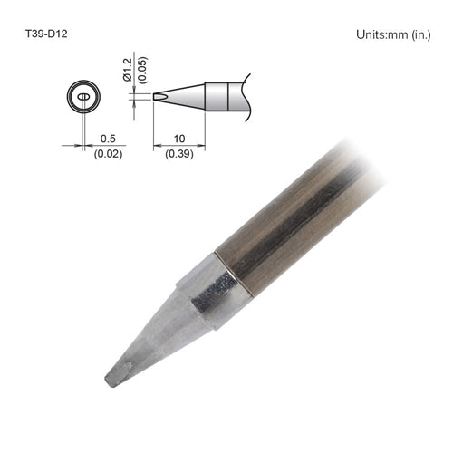 Hakko T39-D12 Chisel Tip 1.2 x 10mm, for the FX-971 Soldering Station