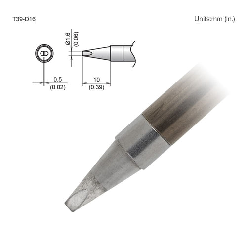 Hakko T39-D16 Chisel Tip 1.6 x 10mm, for the FX-971 Soldering Station