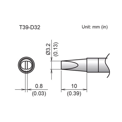 Hakko T39-D32 Chisel Tip 3.2 x 10mm, for the FX-971 Soldering Station