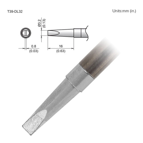 Hakko T39-DL32 Chisel Tip 3.2 x 16mm, for the FX-971 Soldering Station