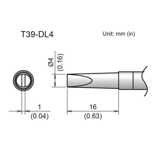 Hakko T39-DL4 Chisel Tip 4 x 16mm, for the FX-971 Soldering Station