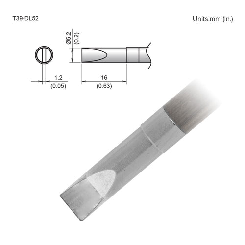 Hakko T39-DL52 Chisel Tip 5.2 x 16mm, for the FX-971 Soldering Station
