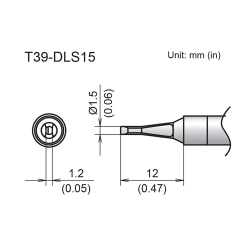 Hakko T39-DLS15 Chisel Slim Tip 1.5 x 12mm, for the FX-971 Soldering