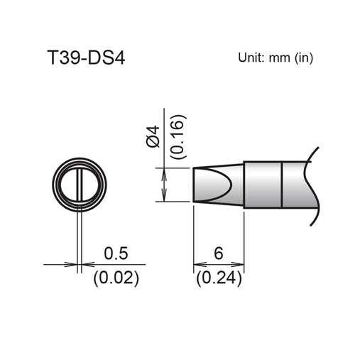 Hakko T39-DS4 Chisel Tip 4 x 6mm, for the FX-971 Soldering Station