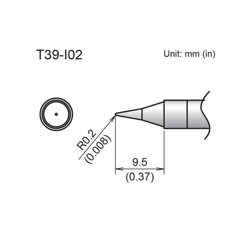 Hakko T39-I02 Conical Tip R0.2 x 9.5mm, for the FX-971 Soldering Station