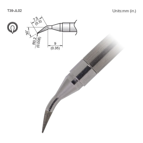 Hakko T39-JL02 Bent Tip R0.2mm/30 Degrees x 7.5 x 9mm, for the FX-971 Soldering Station