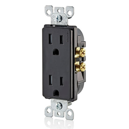 Leviton T5325-E 15 Amp Decora Tamper-Resistant Duplex Outlet/Receptacle, Grounding, Black, Wall Plate Not Included