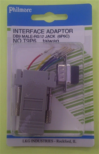 Philmore T9P6 Interface Adapter RJ12 6 Conductor to 9 Pin Male D-Sub