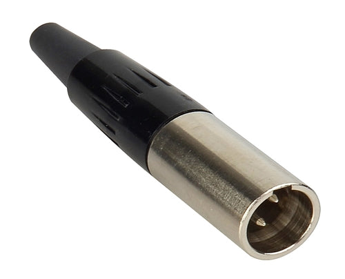 Switchcraft TA3MX 3 Pin Male Mini XLR Cable Mount Connector, Silver Pins, Nickel Housing, Tini-Qg