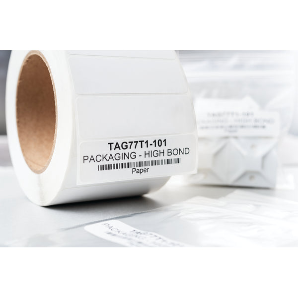 Hellermann Tyton TAG77T1-101 Thermal Transfer Labels, 3.0" x .937", 1 Across, Paper, White, 2000/roll