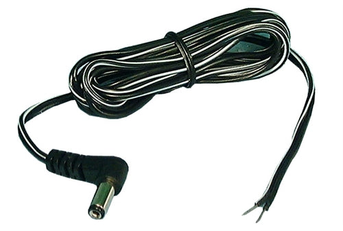 Philmore TC210 DC Coaxial Power Cable 2.1mm x 5.5mm Right Angle Plug, 24AWG Stripped & Tinned End, 6' Cord