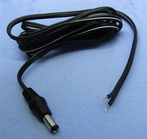 Philmore TC258 DC Coaxial Power Cable 2.5mm x 5.5mm Straight Plug, 18AWG Stripped & Tinned End, 6' Cord
