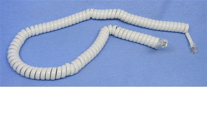 Philmore TEC25SWH Retractile Handset Extension Cord, 4 Conductor Coiled, Plug to Plug (4P4C), White, 7' Extended