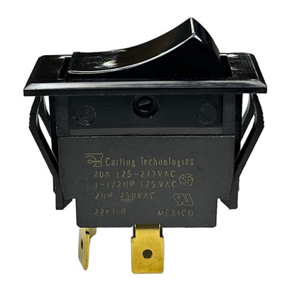 Carling TIGK721-6S-BL-NBL Heavy Duty Rocker Switch DPST On-Off, 20A@125VAC (1-1/2HP) / 20A@250VAC (2HP), QC Terminal