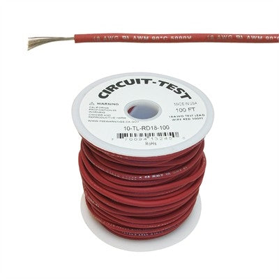 Circuit-Test TLRED-100 Test Lead Wire 18AWG 5kV Red, EPDM Rubber Insulation, 100' Roll