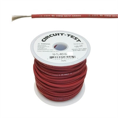Circuit-Test TLRED-25 Test Lead Wire 18AWG 5kV Red, EPDM Rubber Insulation, 25' Roll