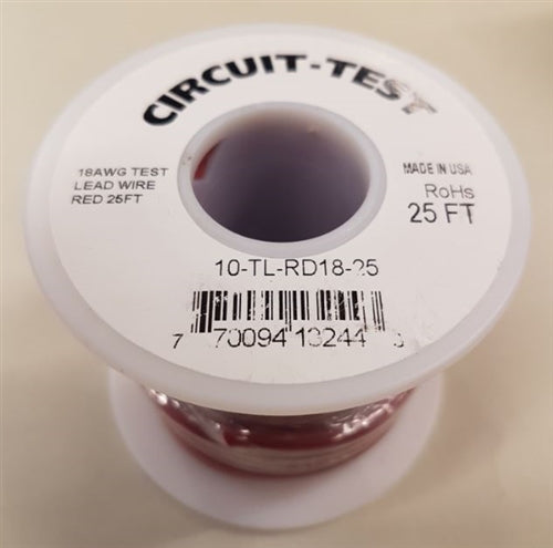 Circuit-Test TLRED-25 Test Lead Wire 18AWG 5kV Red, EPDM Rubber Insulation, 25' Roll