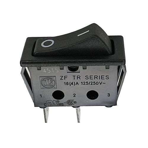 ZF Electronics TRG22F2FBBNN Thin Rocker Switch SPST On-Off, 16A@125VAC/250VAC CSA, On/Off Markings, QC Terminals