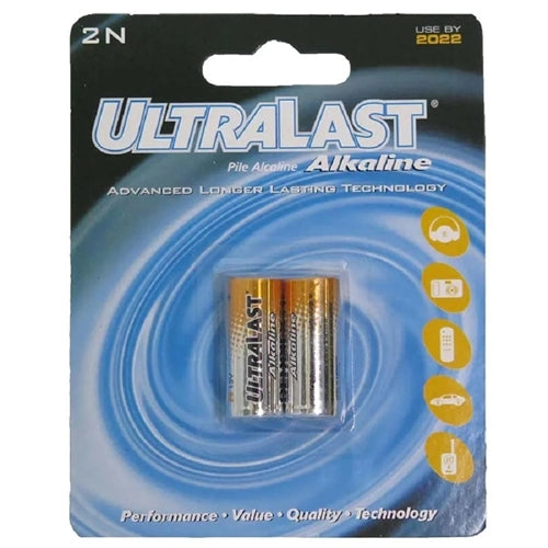 Ultralast ULA2N 1.5V Alkaline N Sized Battery 2-Pack (LR1, E90, AM5, LR1G, LR1SG, 4001, Kn, 810-2, 114, MN9100 Equiv)