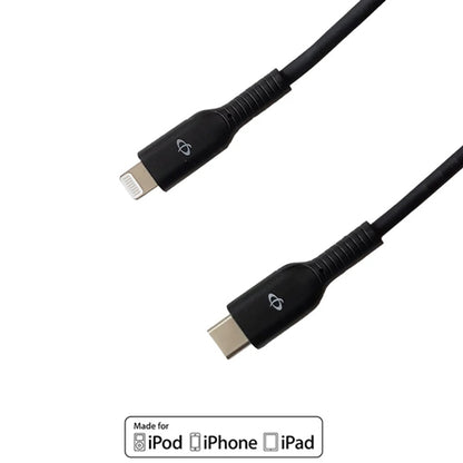 Phantom Cables USBCLIGHT6FT Apple iPhone 8-Pin Lightning Cable, USB Type-C Male to Apple Lightning Plug, Black, 6ft