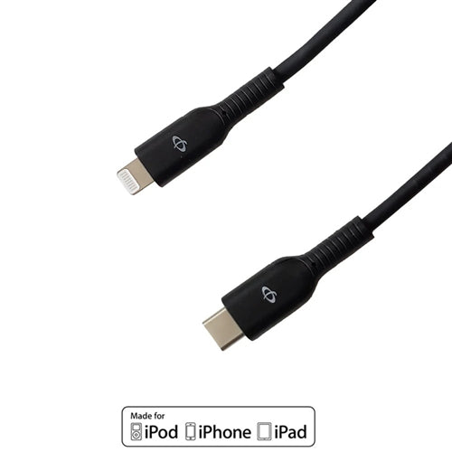 Phantom Cables USBCLIGHT6FT Apple iPhone 8-Pin Lightning Cable, USB Type-C Male to Apple Lightning Plug, Black, 6ft
