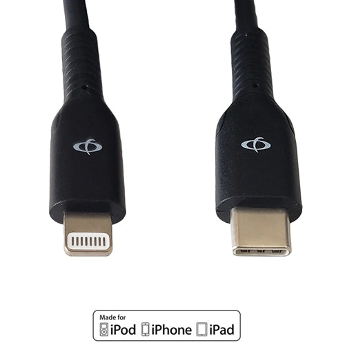 Phantom Cables USBCLIGHT6FT Apple iPhone 8-Pin Lightning Cable, USB Type-C Male to Apple Lightning Plug, Black, 6ft