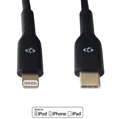 Phantom Cables USBCLIGHT6FT Apple iPhone 8-Pin Lightning Cable, USB Type-C Male to Apple Lightning Plug, Black, 6ft
