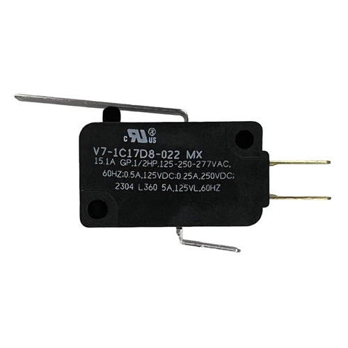 Honeywell V7-1C17D8-022 Miniature Basic Switch SPDT, Straight Lever, 15A/125VAC 0.5A/125VDC, .187" QC, Micro Switch