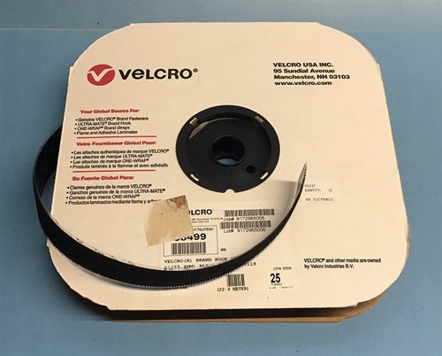 Velcro VH1CUT 1" Hook Black Self Adhesive, Sold by the Meter (23M = Full Roll)