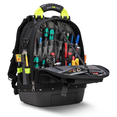 VETO PRO PAC TECH PAC SPECIAL OPS, BLACK AND HI-VIZ YELLOW, INCLUDES TOOL & METER PANELS (H:19.5" W:13" D:10") VPP10857
