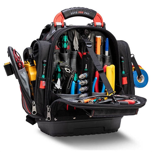 VETO PRO PAC TECH PAC MCP INFRARED COMPACT TOOL BACKPACK    WITH BLACK & RED COLOR SCHEME (H:17" W:16.5" D:9") VPP10852