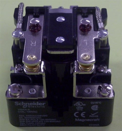 Schneider 199AX-9 Relay 120VAC 40A DPST Normally Open, Open Frame Style