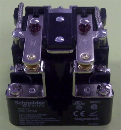 Schneider 199AX-9 Relay 120VAC 40A DPST Normally Open, Open Frame Style