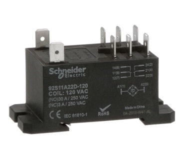 Schneider 92S11A22D-120 Power Relay 120VAC DPDT, 30A-NORMALLY Open / 3A-NORMALLY Closed, Flange Mount Style, UL CSA