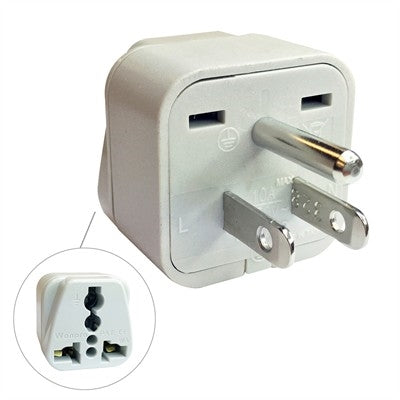 Circuit-Test WA-5 Travel Adapter 3 Conductor Plug to 3 Pin North American Plug, AC Voltage